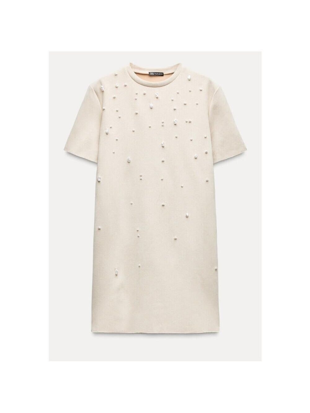 Zara Cream Midi Dress with Pearl Embellishments